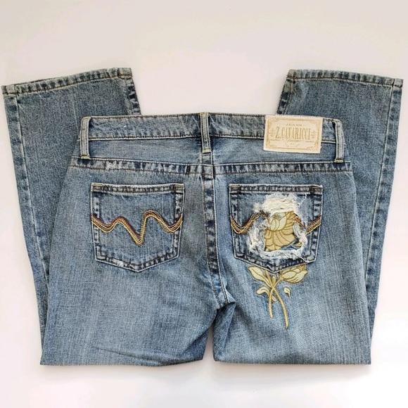 Z Cavaricci Vintage Embroidered Cropped Jeans - Picture 3 of 9